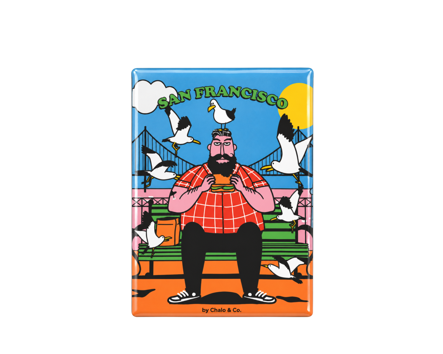 San Francisco A Man's Lunch Date w/ Seagulls Magnet