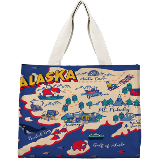 Alaska Map Travel Tote