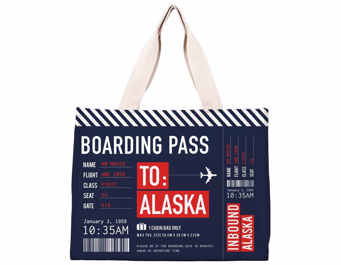 Alaska Boarding Pass Travel Tote Bag