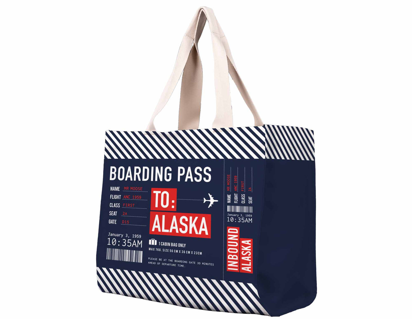 Alaska Boarding Pass Travel Tote Bag