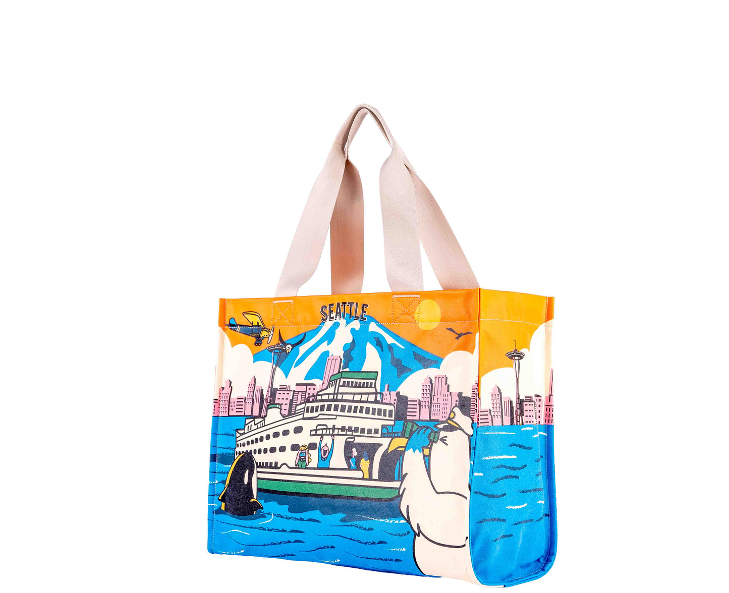Seattle Ferry Skyline Travel Tote Bag