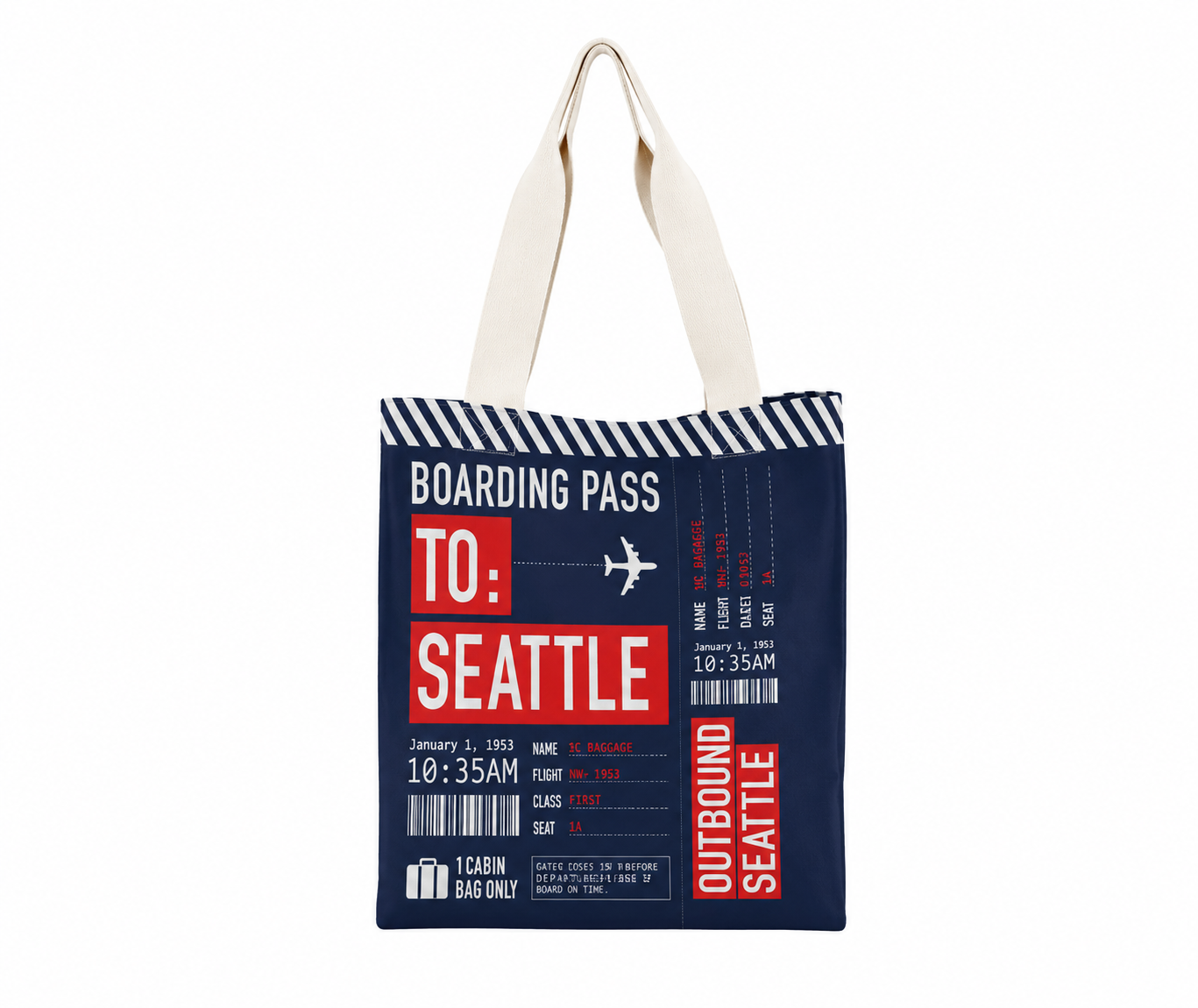 Seattle Boarding Pass Shopping Bag