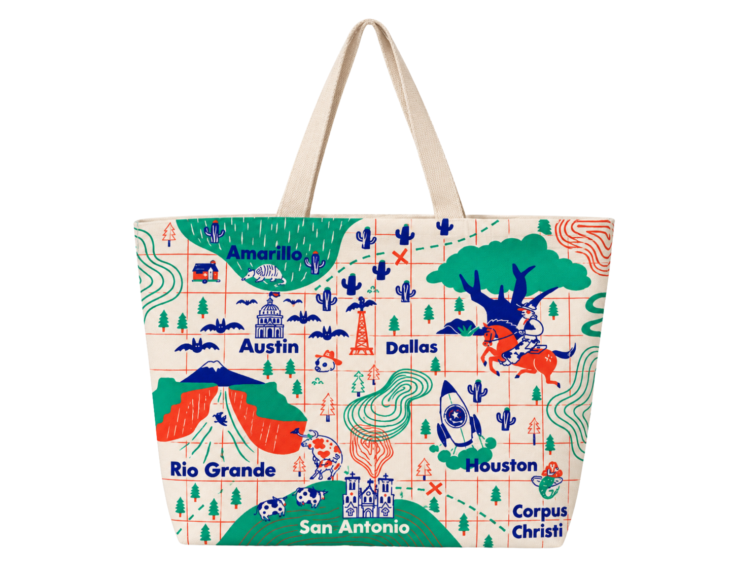 Texas Map Simple Large Tote