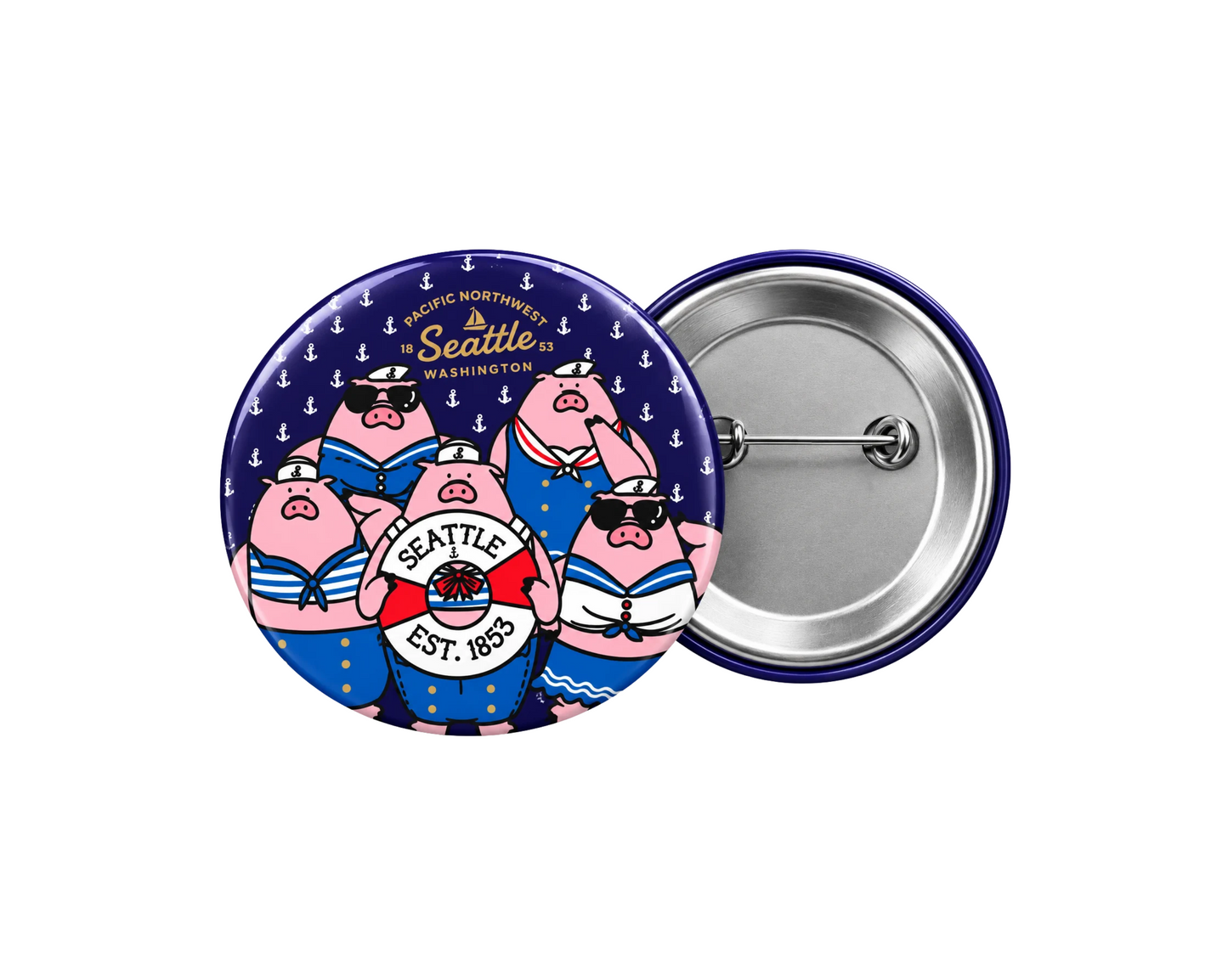 Seattle Piggies Bathing Beauties Button Badge