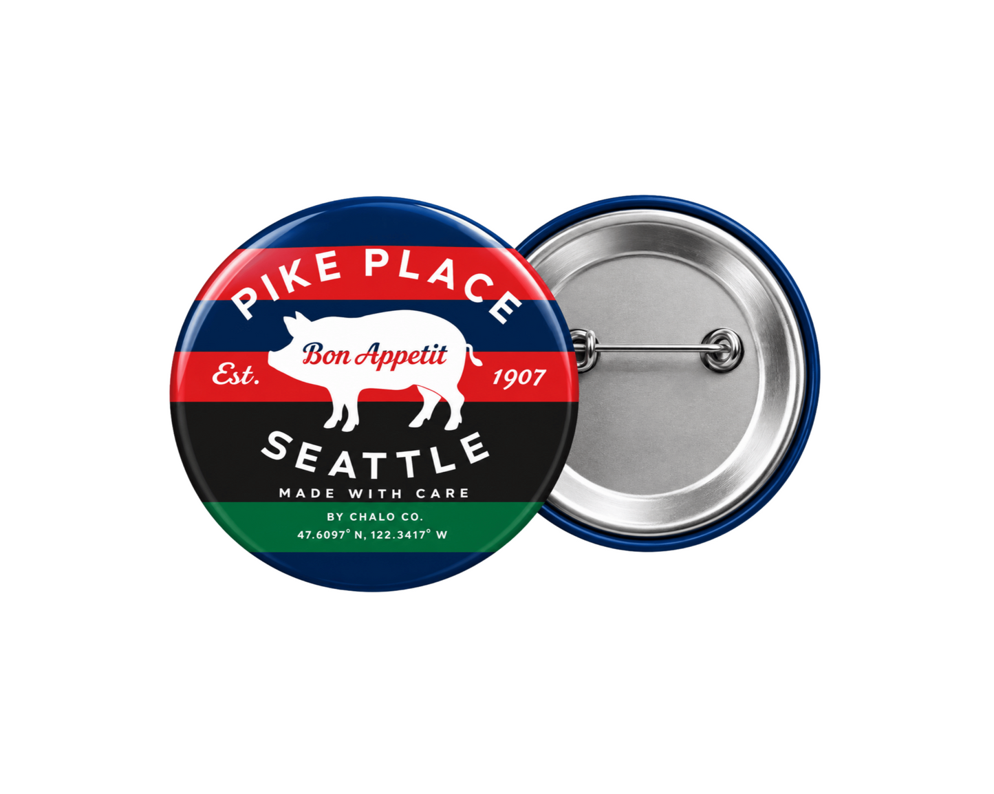 Seattle Pike Place Pig Round Button Badge