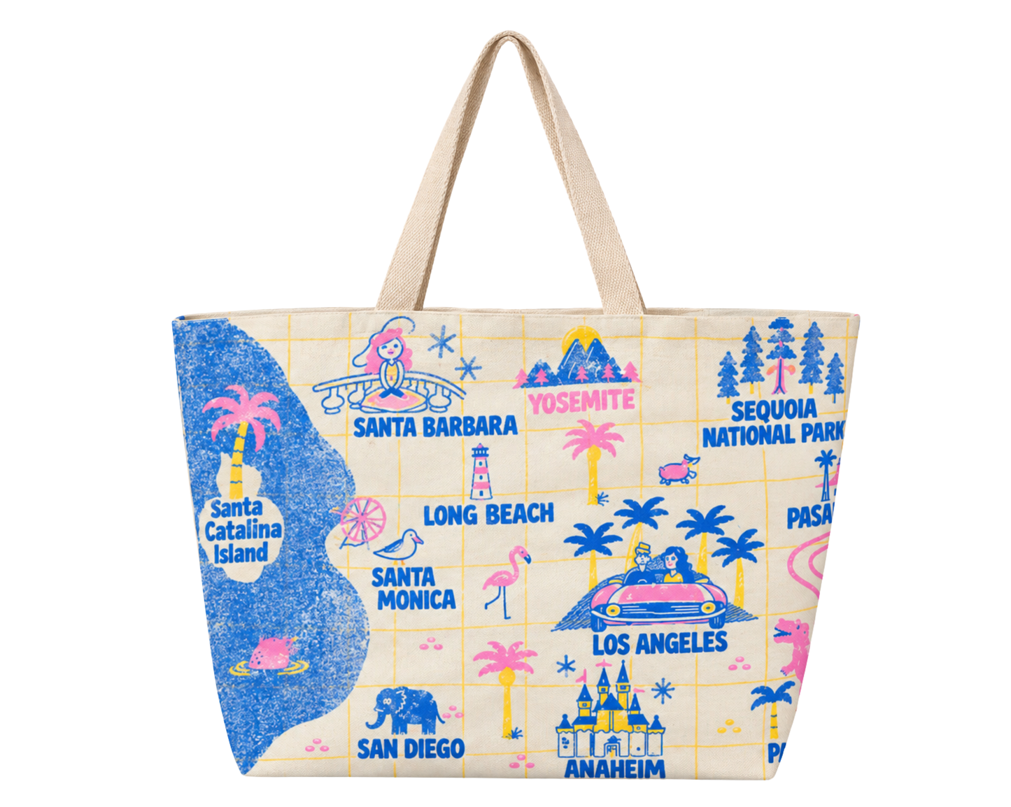 California Map Simple Large Tote