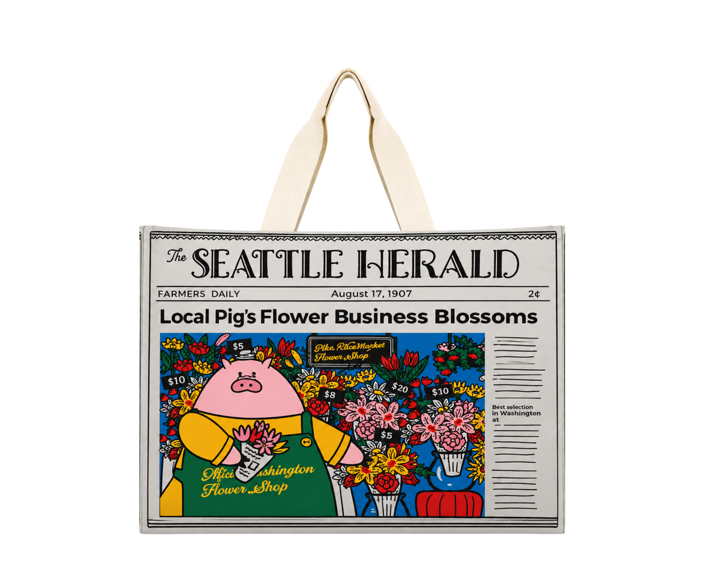 Seattle Herald Newspaper Travel Tote Bag