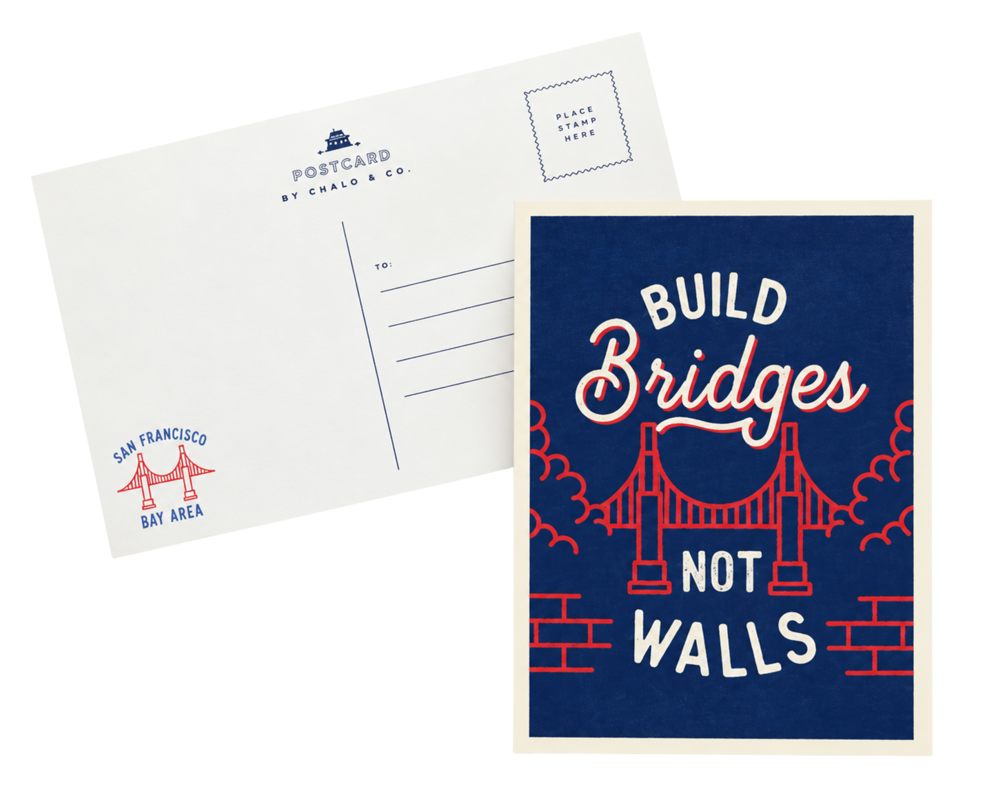 SF Build Bridges, Not Wall Postcard