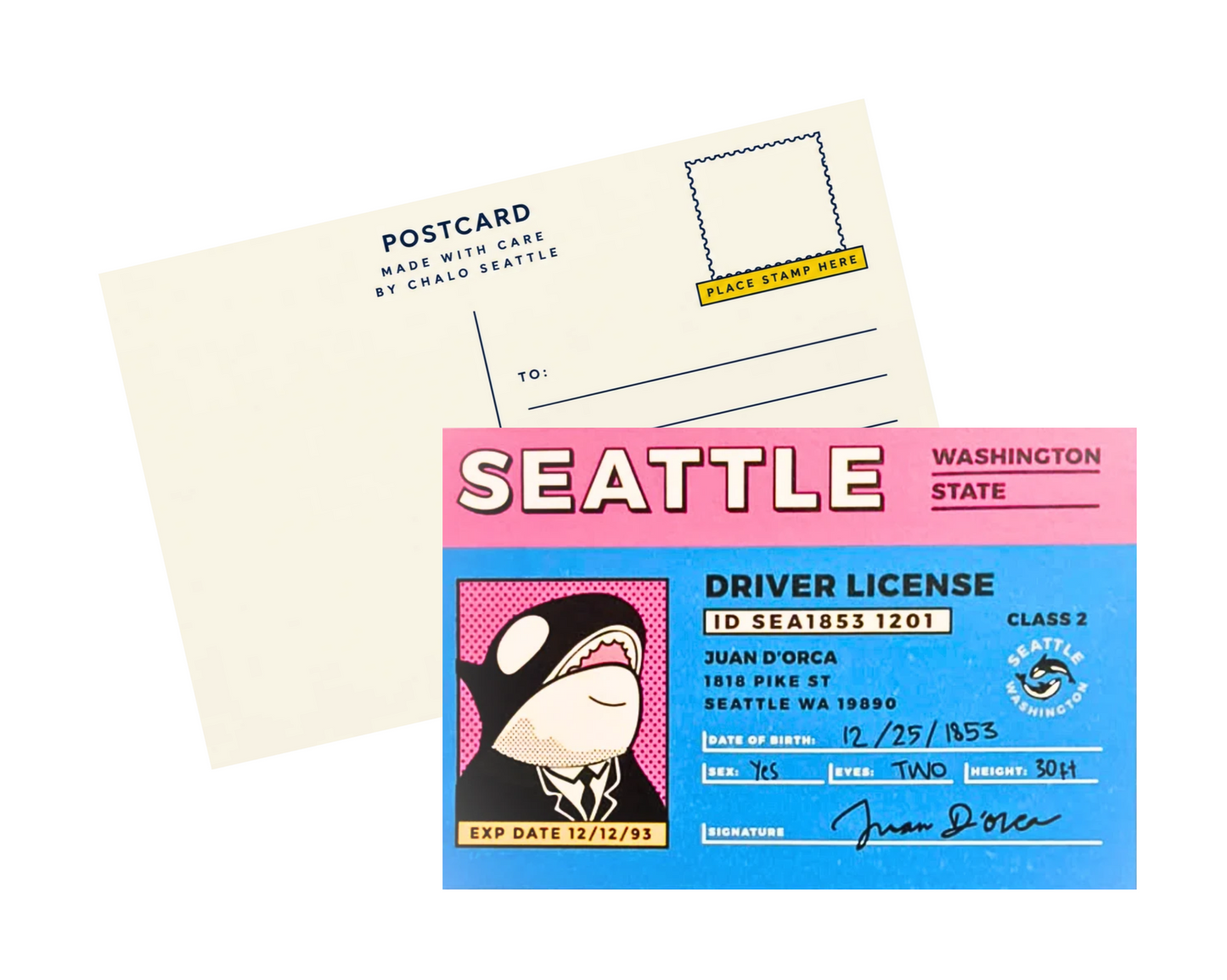 Seattle Orca Driver License Postcard