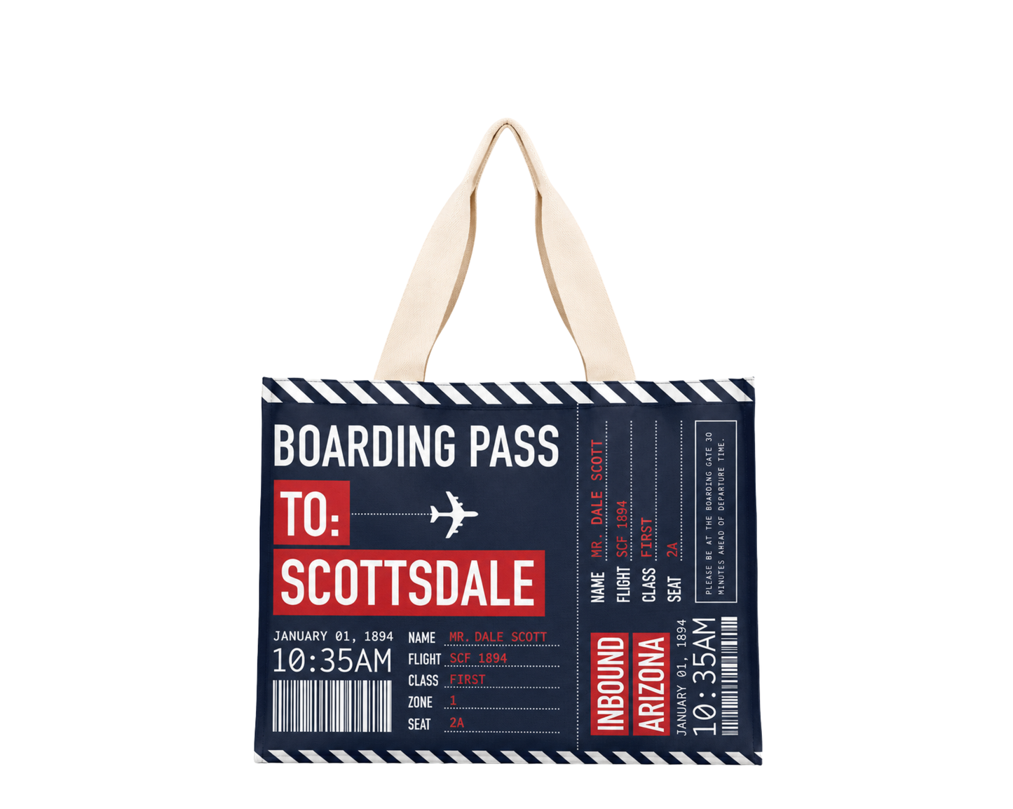 Arizona Scottsdale Boarding Pass Travel Tote