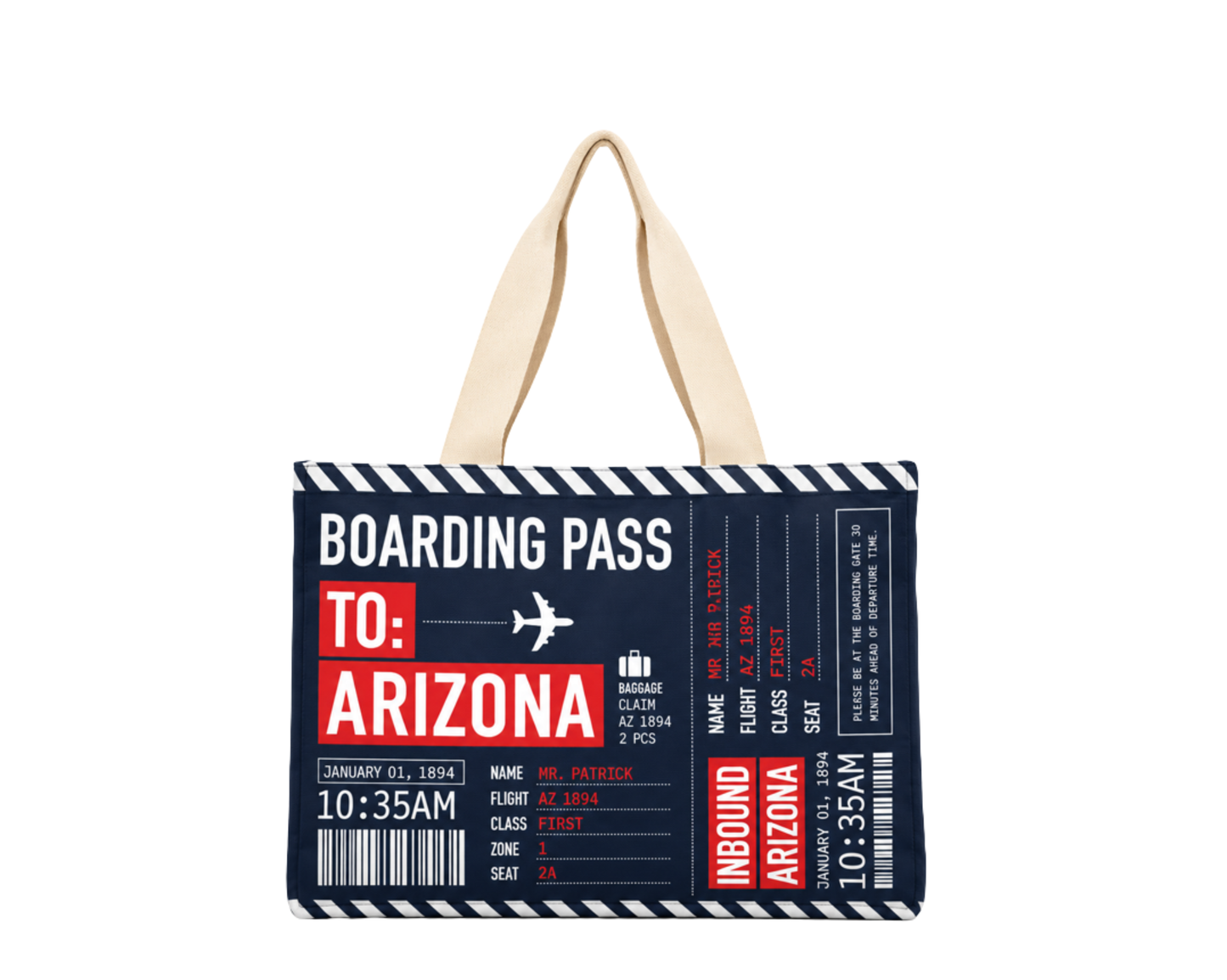 Arizona Boarding Pass Travel Tote