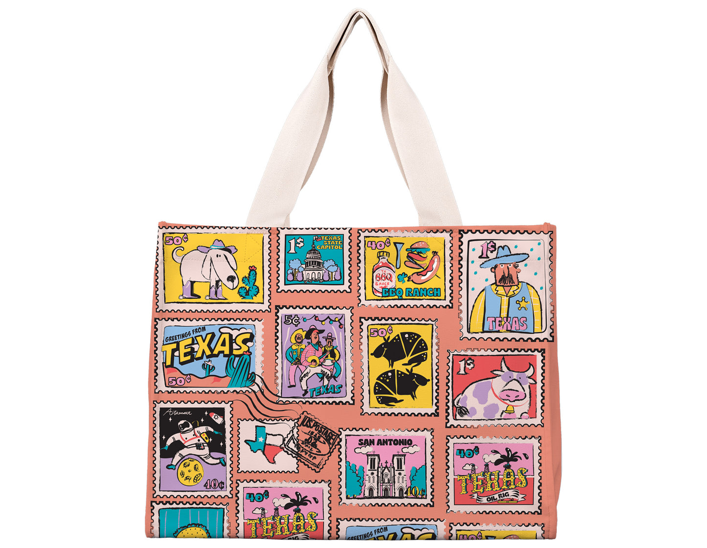 Texas Stamp Travel Tote Bag
