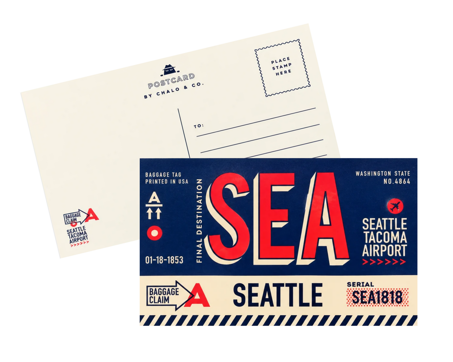 Seattle Luggage Tag Postcard