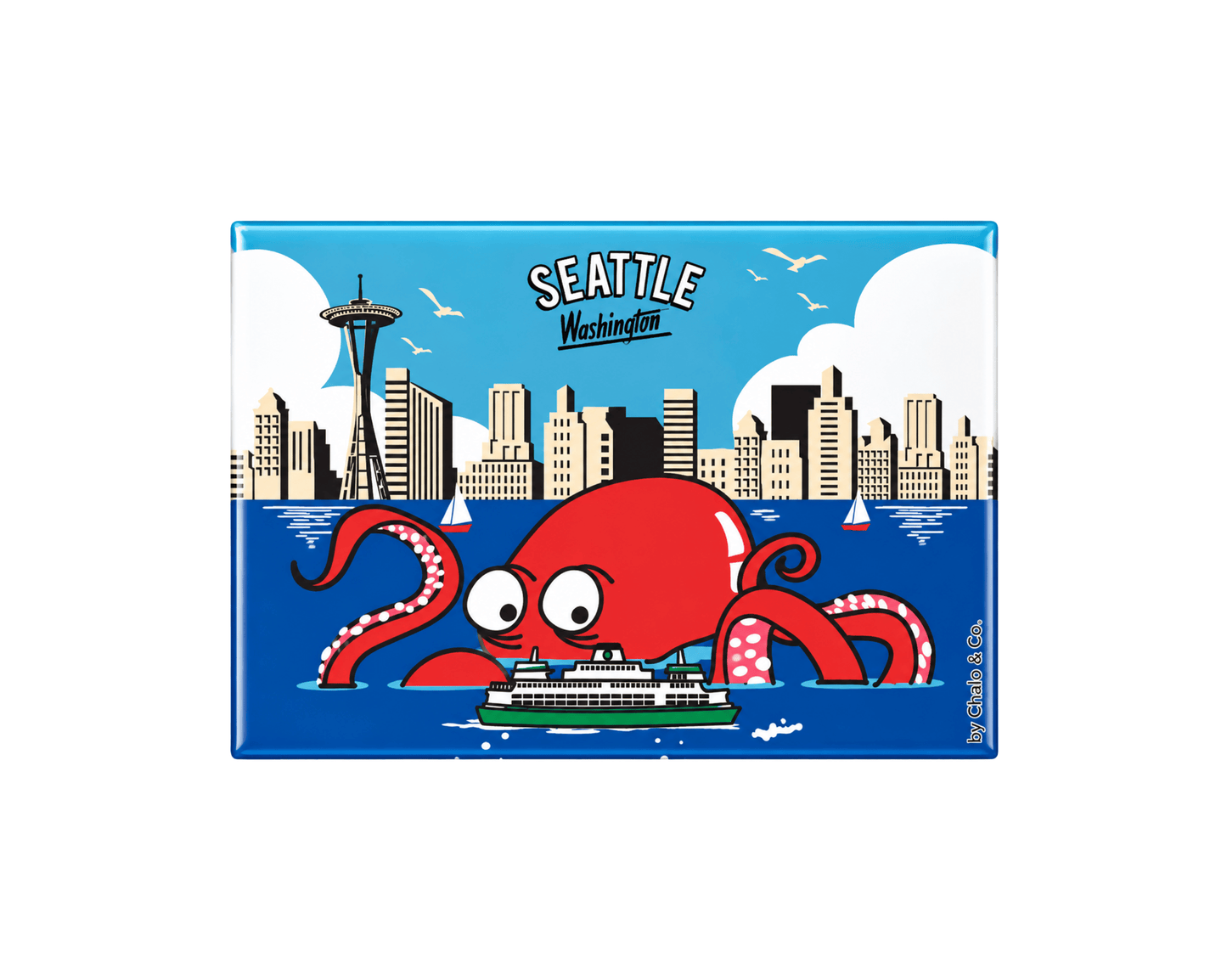 Seattle Octopus Skyline Magnet