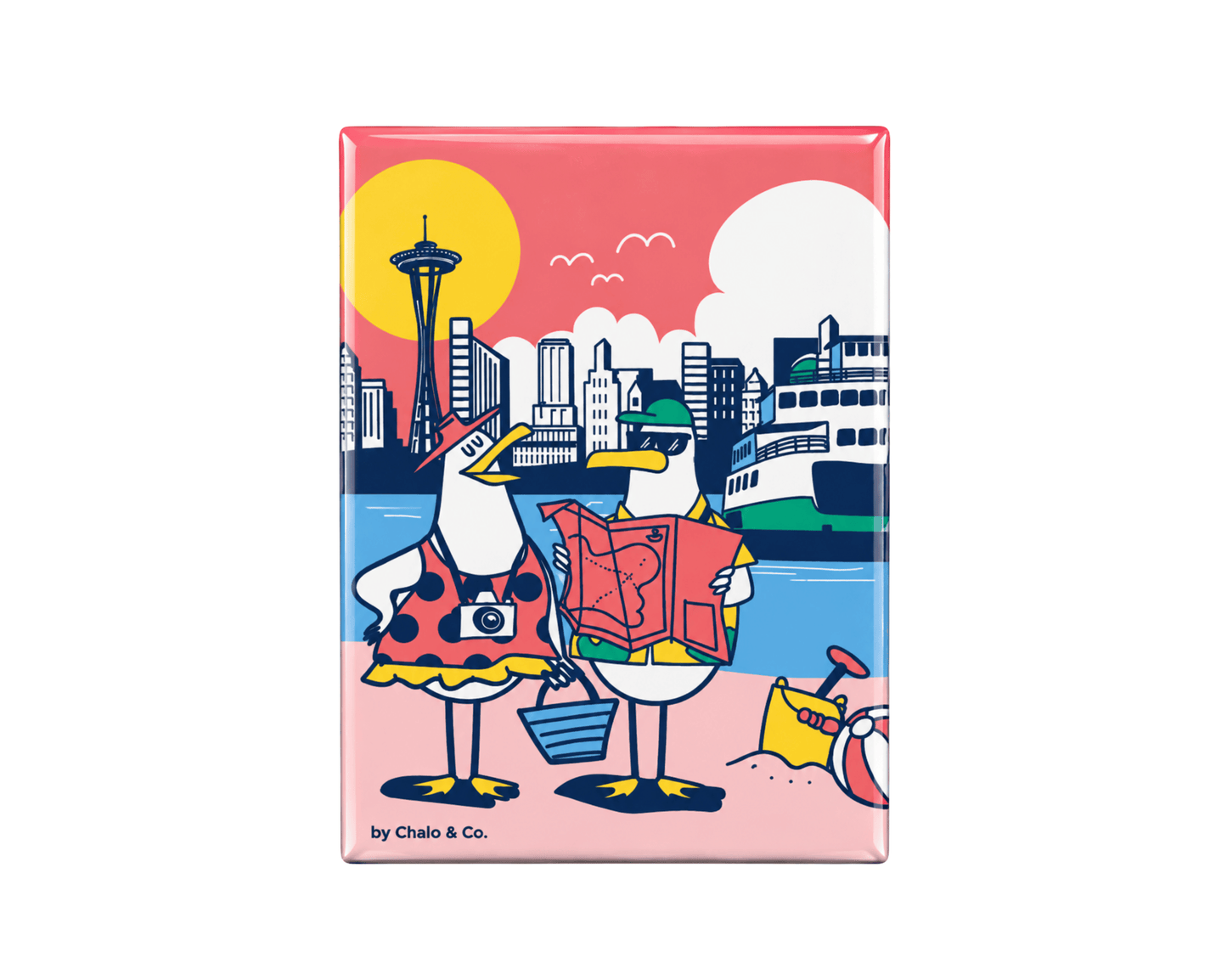 Seattle Seagull Couple Tourists Magnet