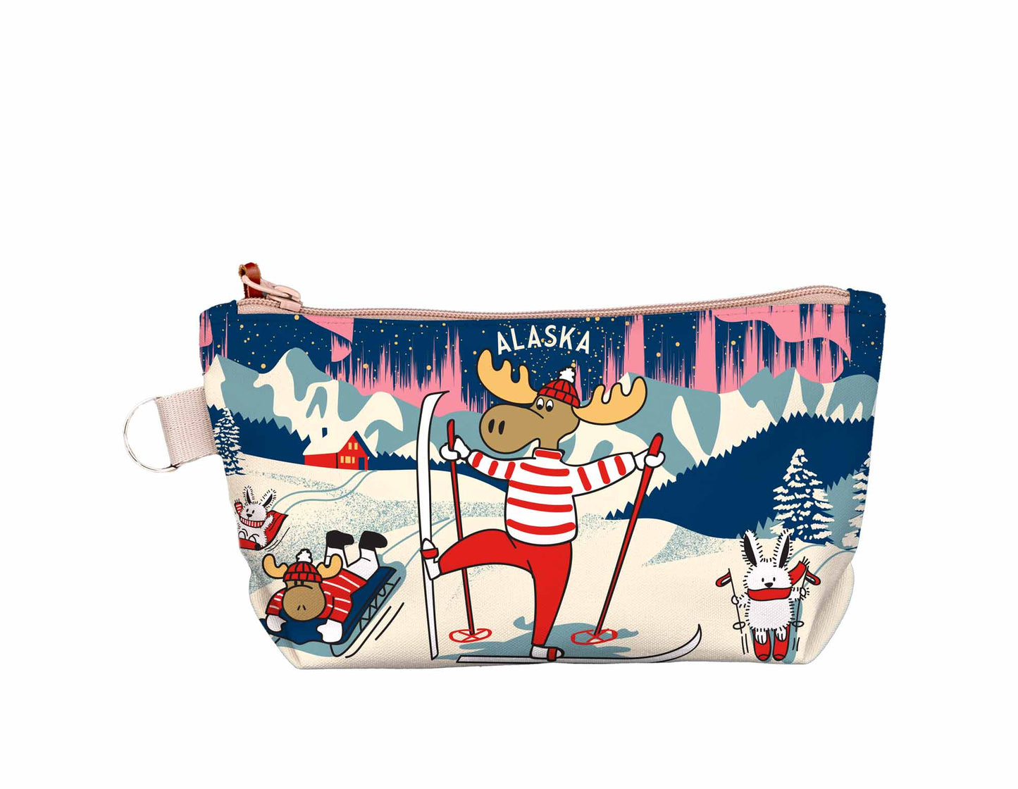 Alaska Skiing Moose Medium Pouch