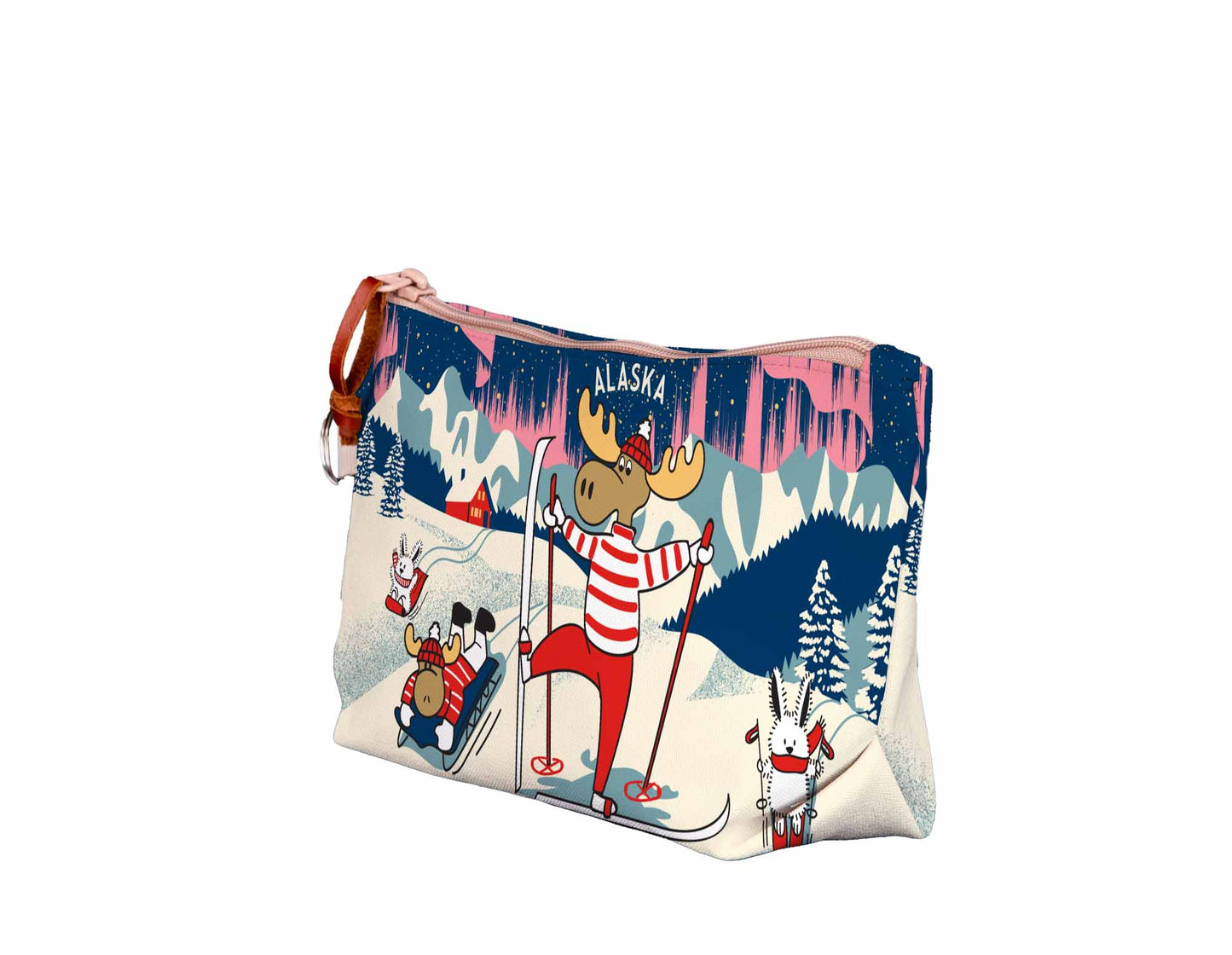 Alaska Skiing Moose Medium Pouch