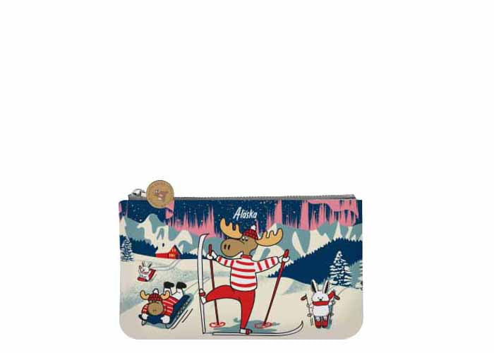 Alaska Skiing Moose Small Pouch