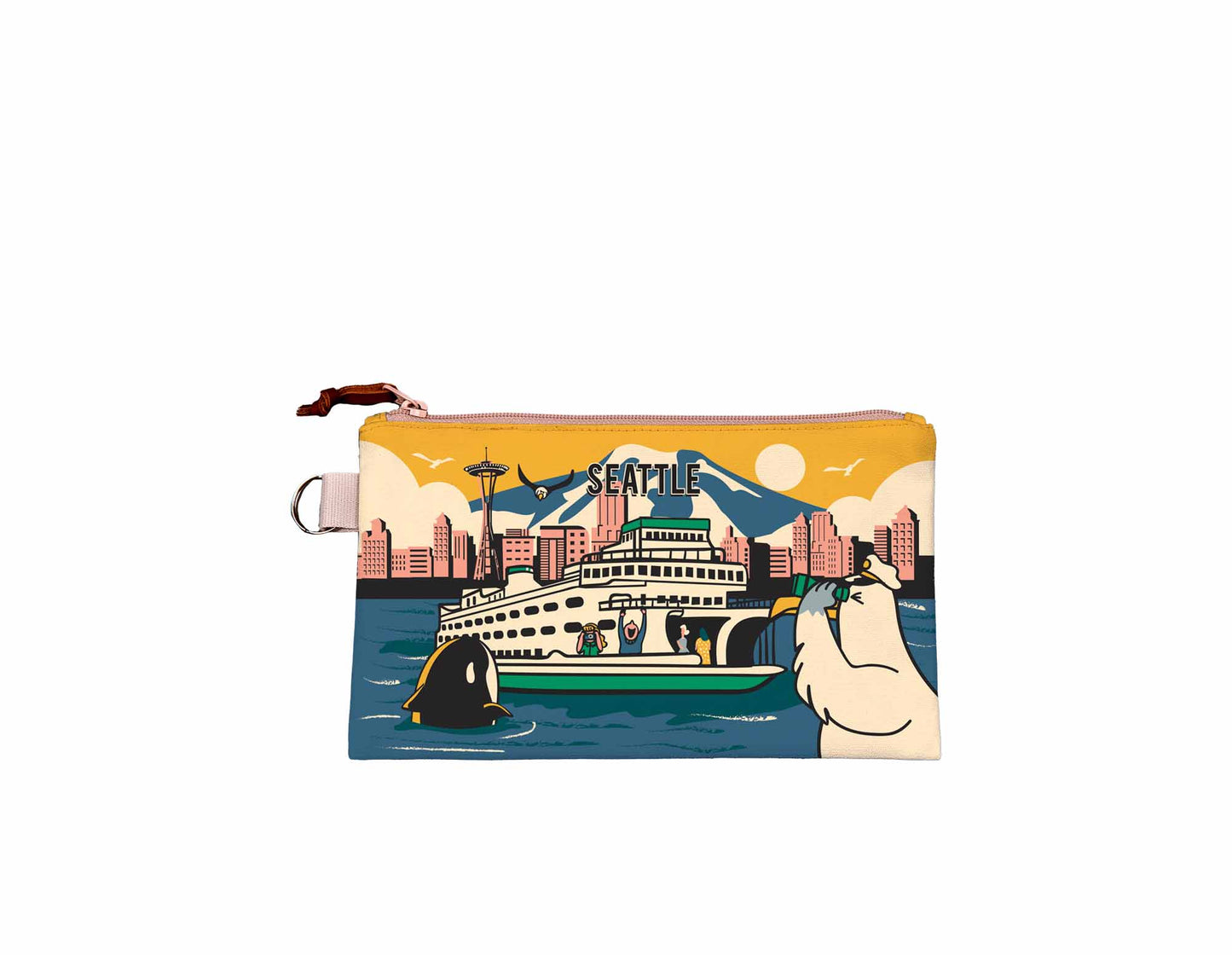 Seattle Ferry Yellow Skyline Small Pouch