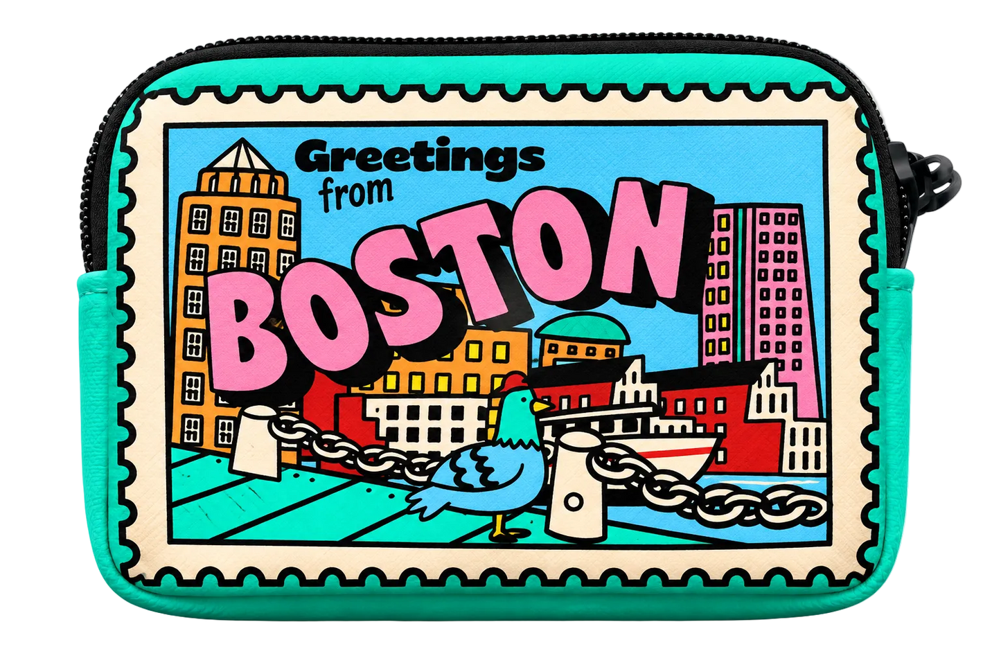 Chicago Boston Stamp Coin Purse