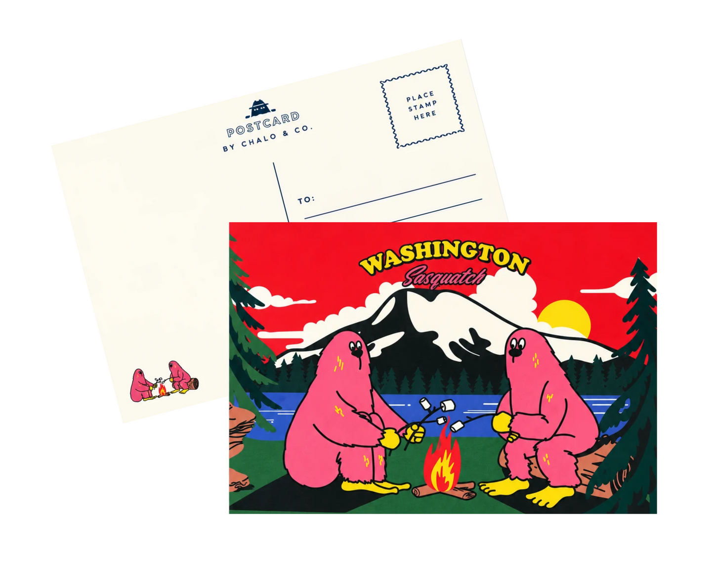 Seattle Bigfoot Camping Postcard
