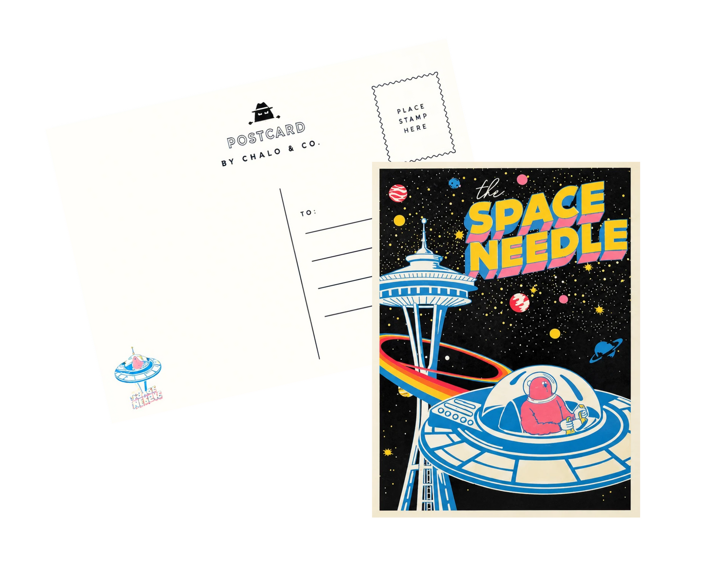 Seattle Space Needle UFO Postcard