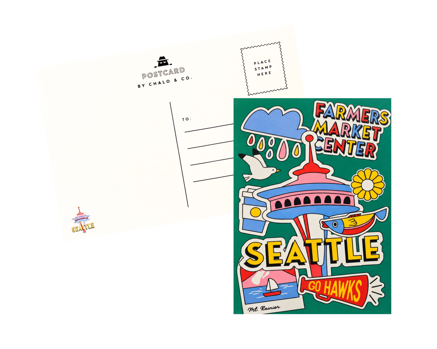 Seattle Sticker Icons Postcard
