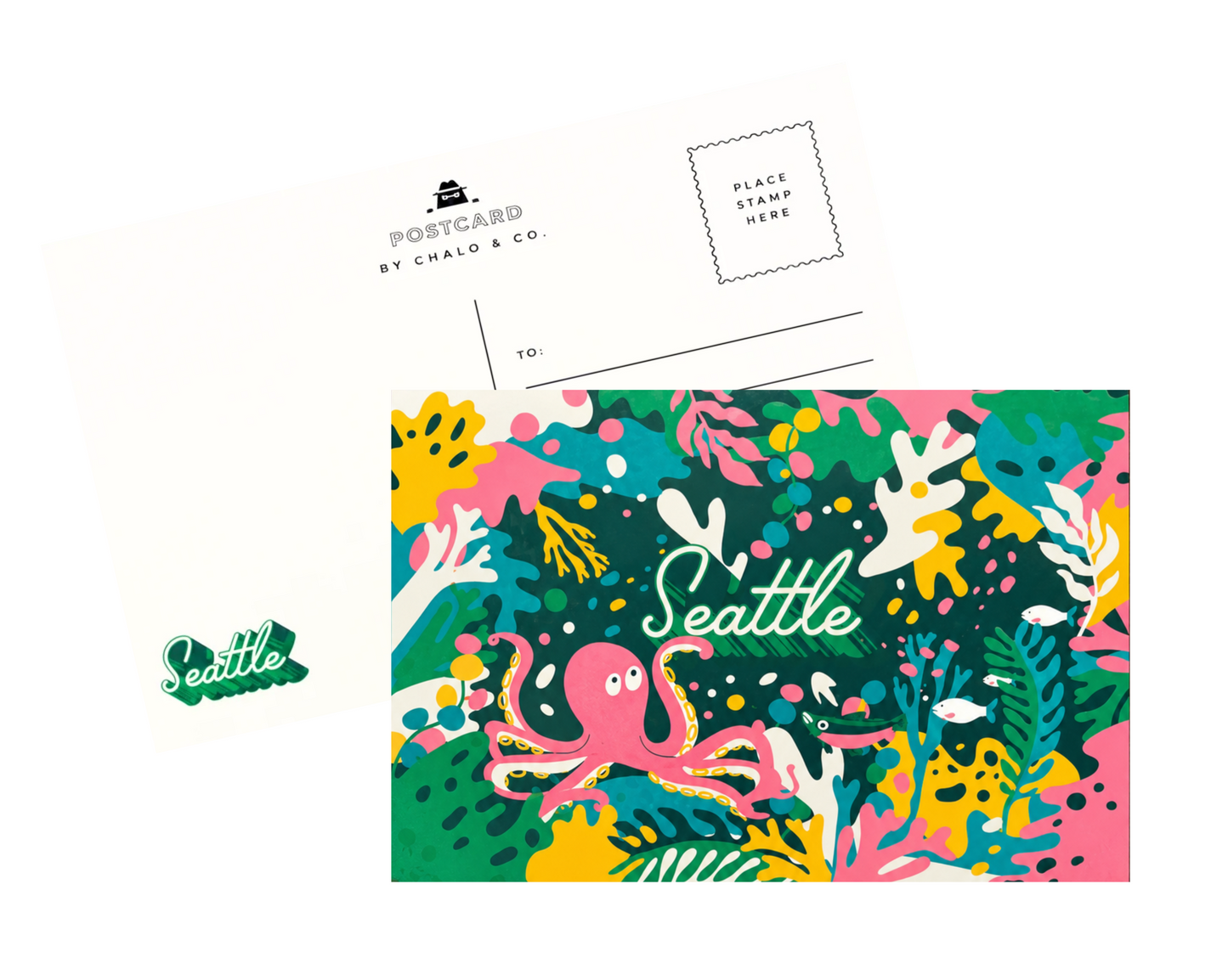 Seattle Underwater Typo Postcard