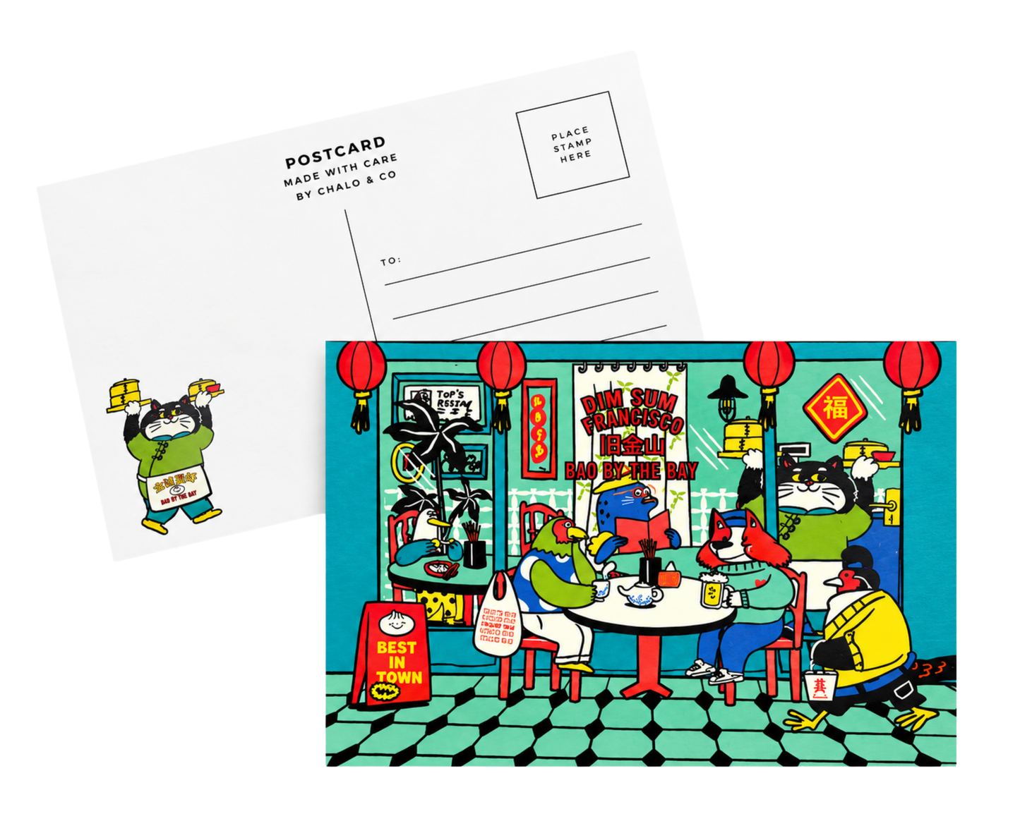 SF Cat Chinatown Resto Postcard