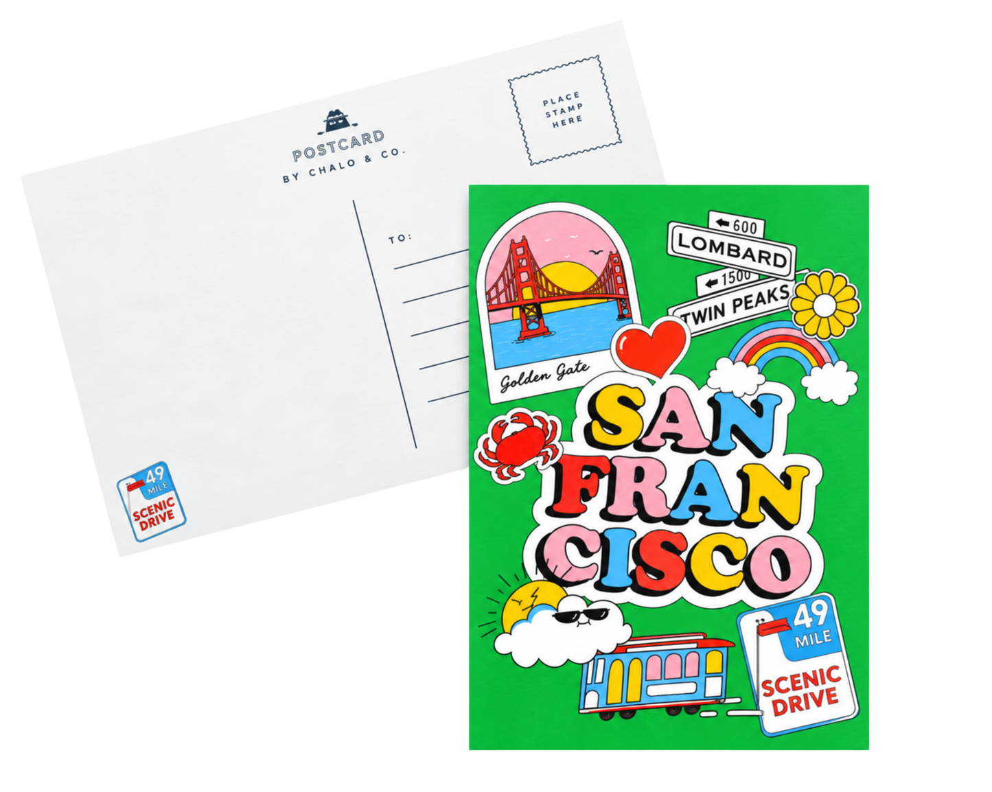 SF Sticker Icons Postcard