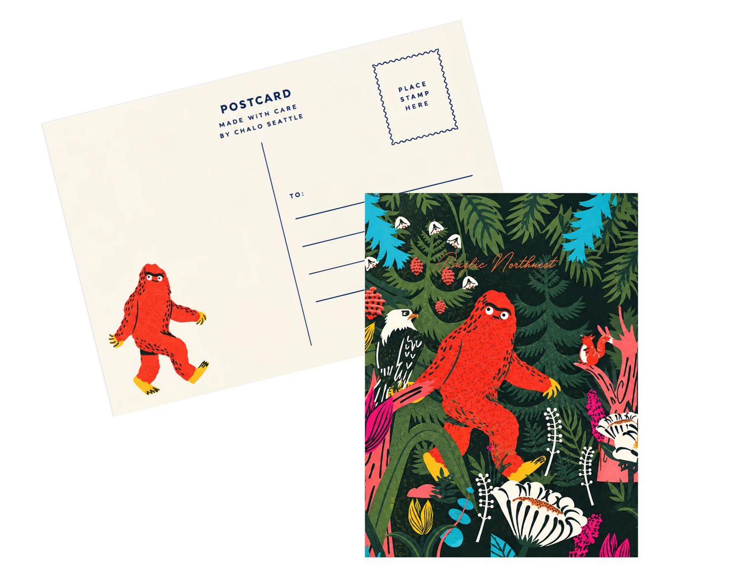PNW Big Foot Forest Lifestyle Postcard