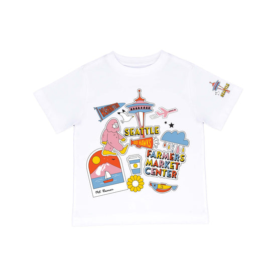 SEATTLE STICKERS KIDS TEE WHITE