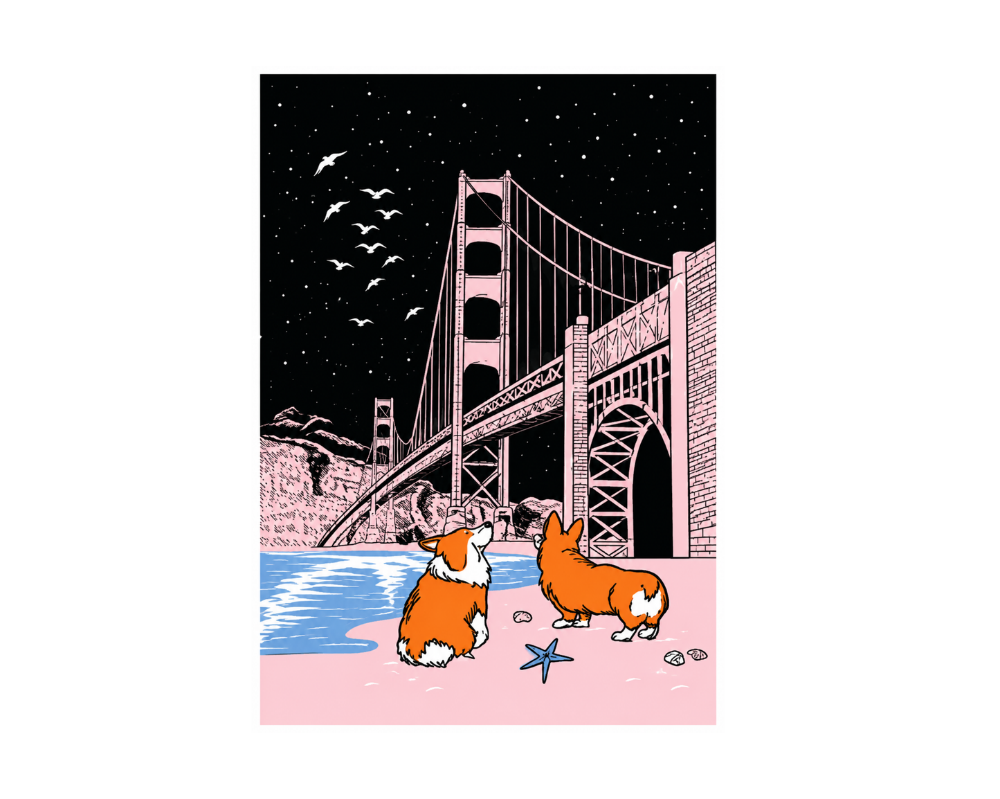 SF Corgi with Golden Gate Sticker