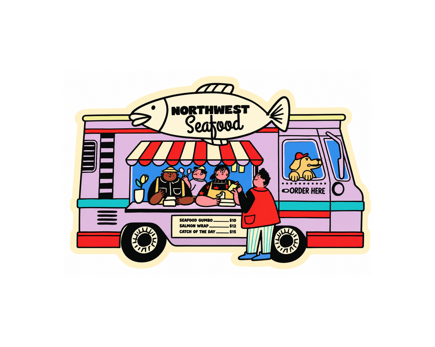 PNW Northwest Seafood Truck Sticker