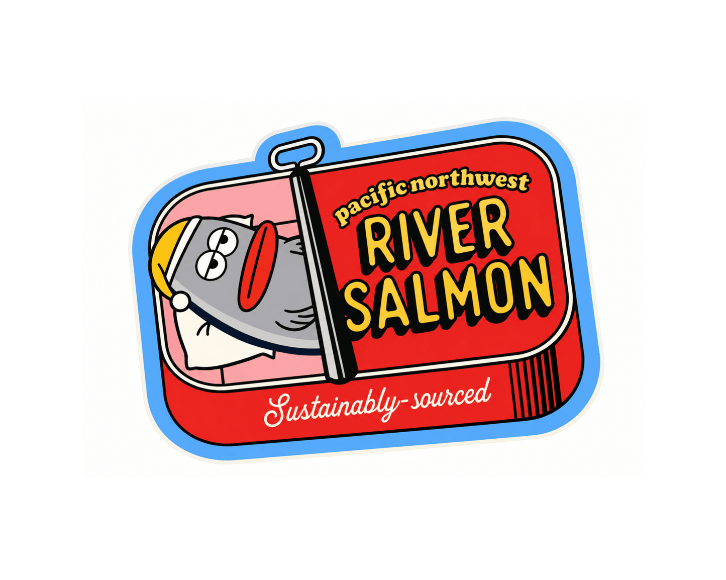 PNW Sleepy River Salmon Can Sticker