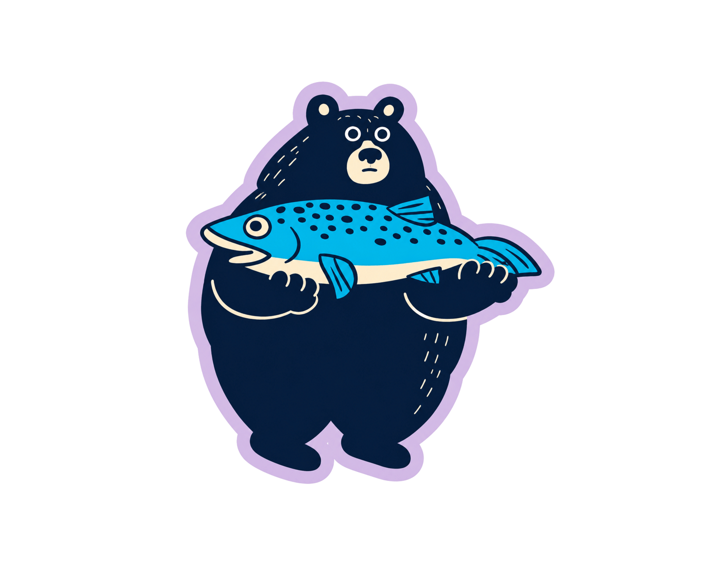 Seattle Black Bear Holding Fish Sticker