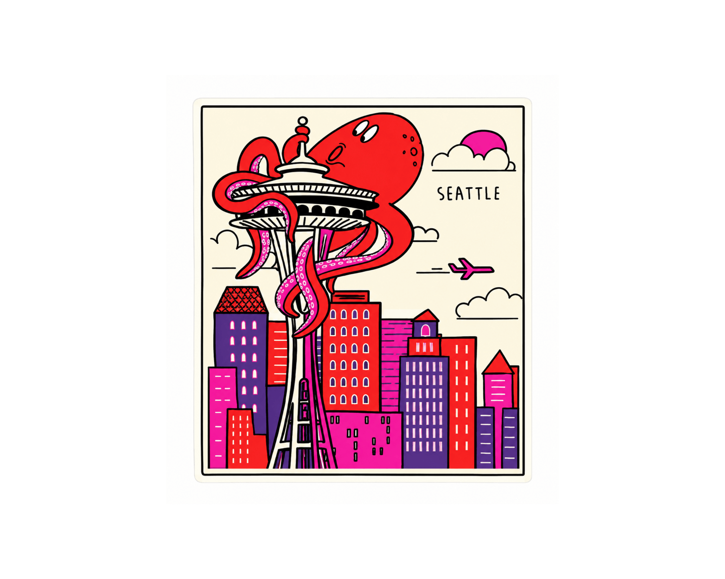 Seattle Space Needle Octopus Sticker