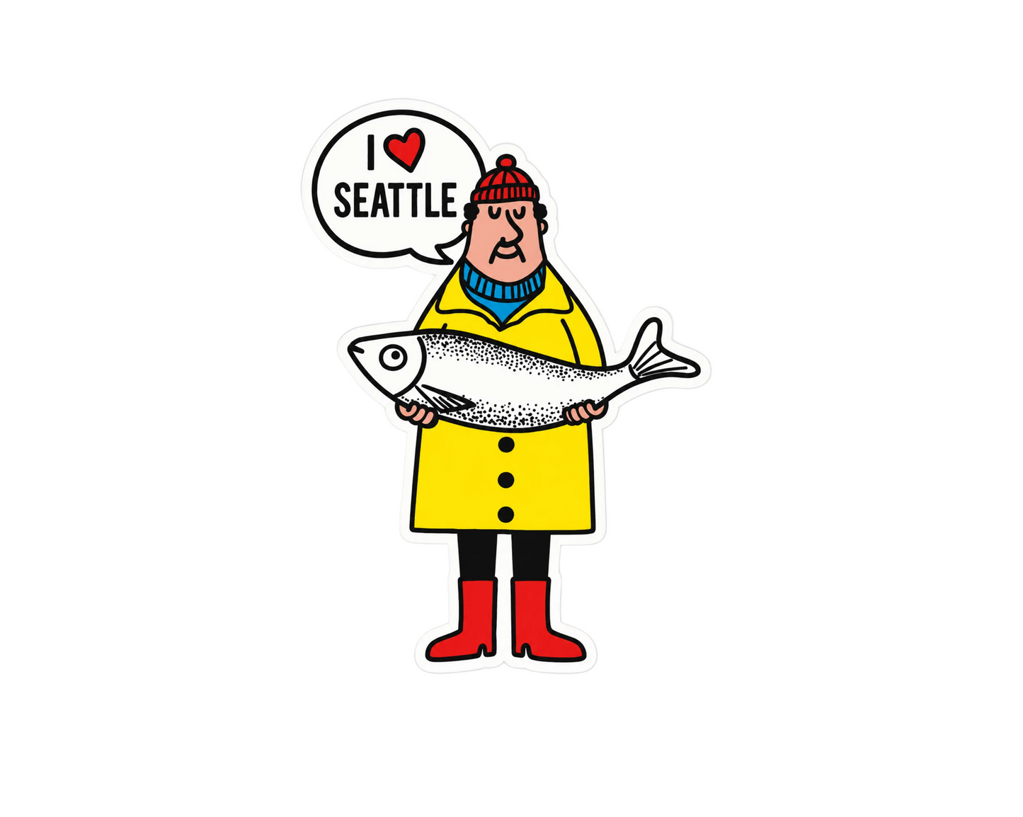 Seattle Fisherman Loves Fish Sticker