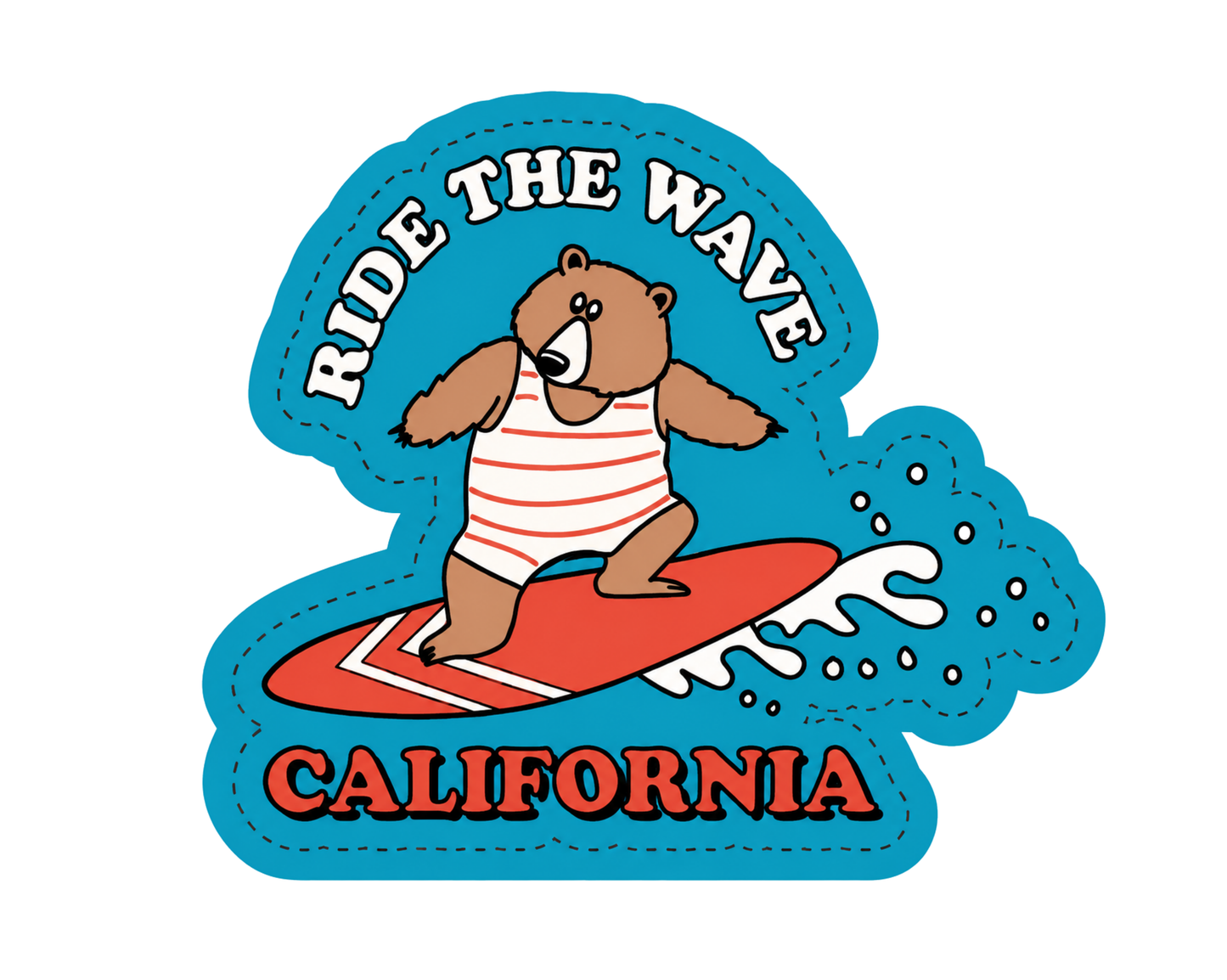 California Bear Ride the Wave Sticker