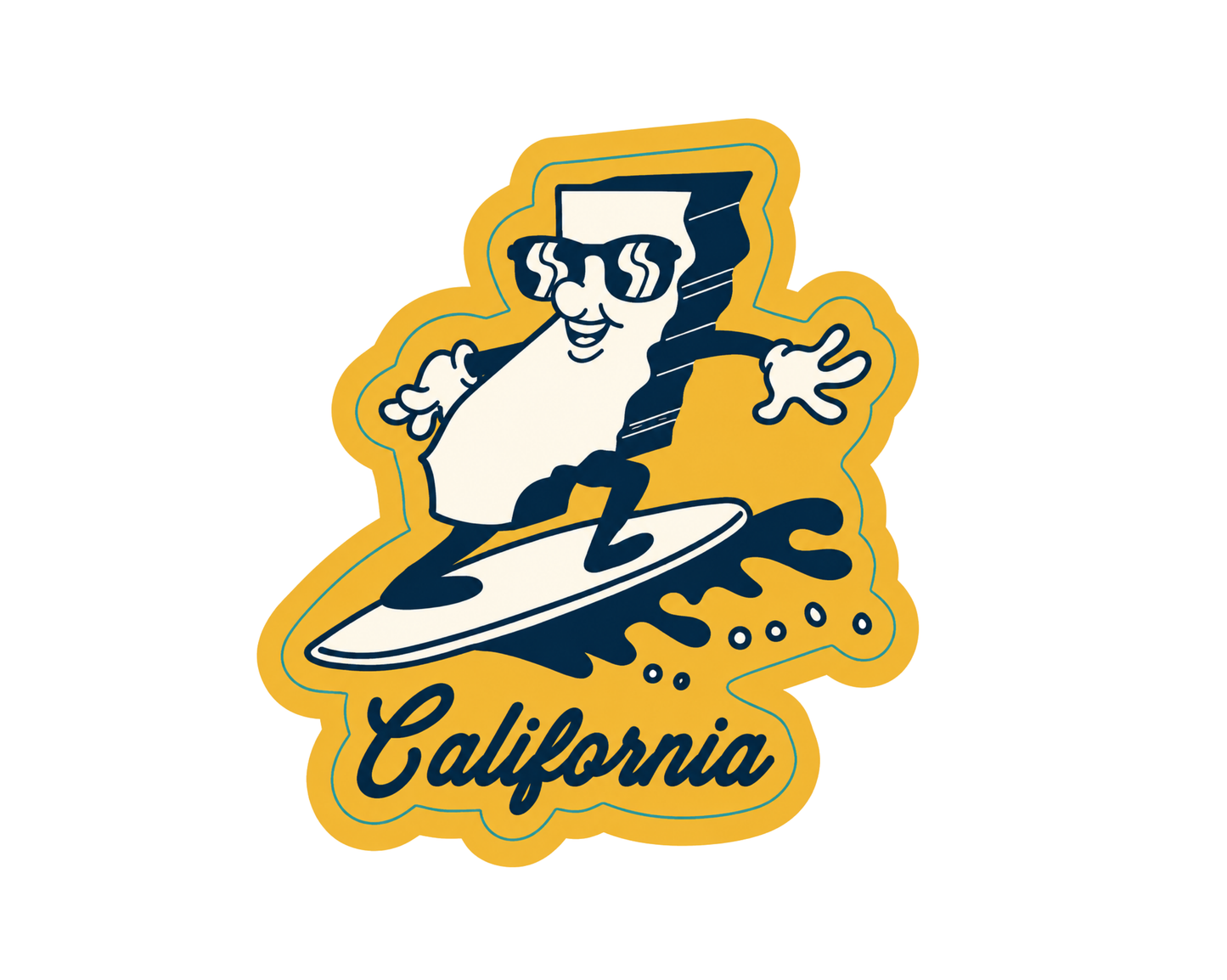 California State Map Surfin' Sticker