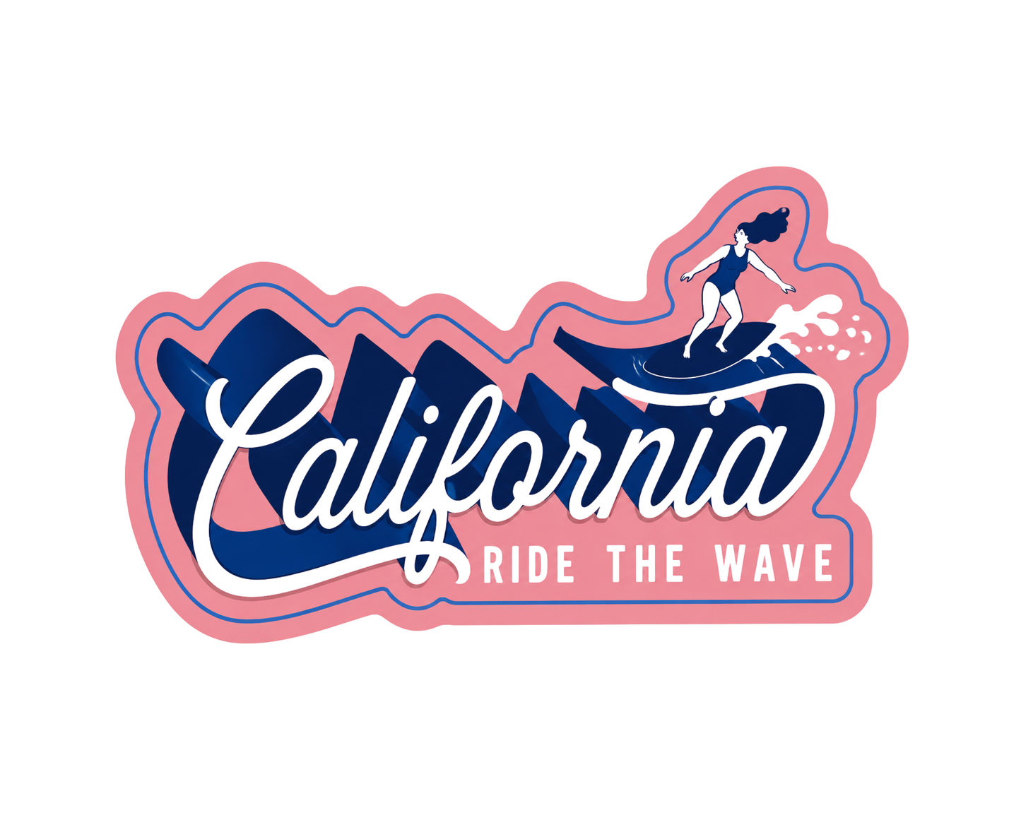 California Typo Ride the Wave Sticker