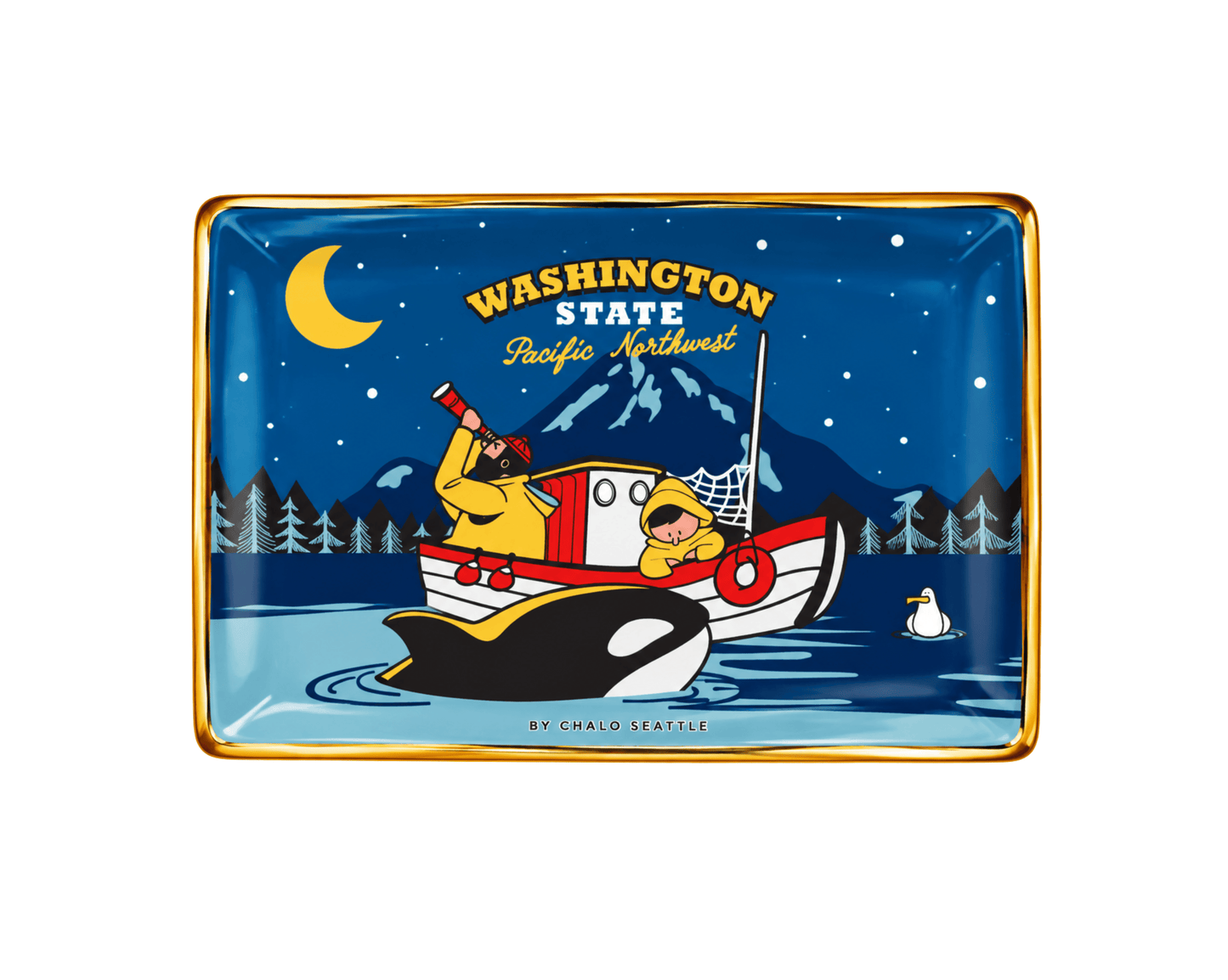 PNW Night Fishermen Porcelain Tray
