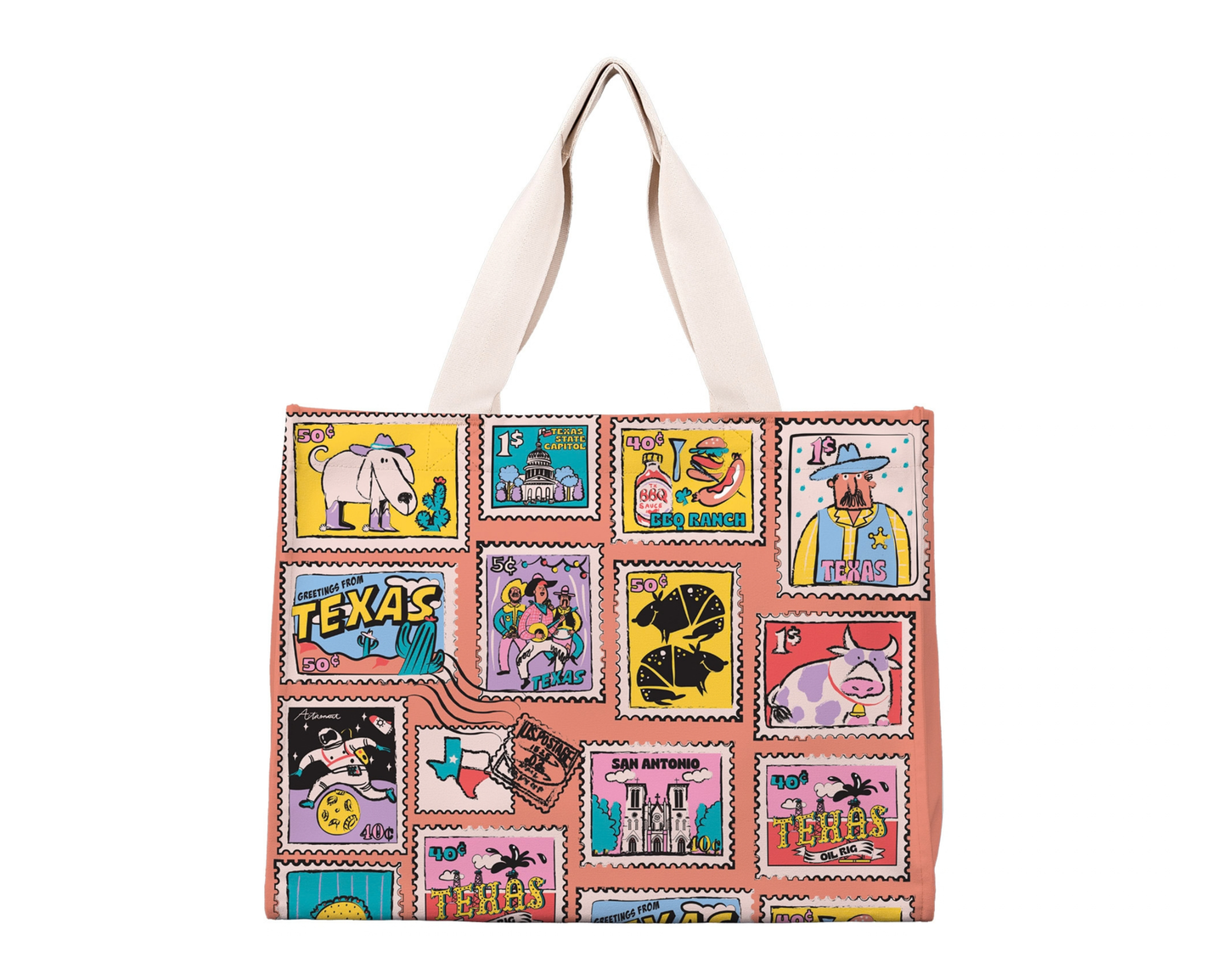 Texas Stamp Travel Tote Bag