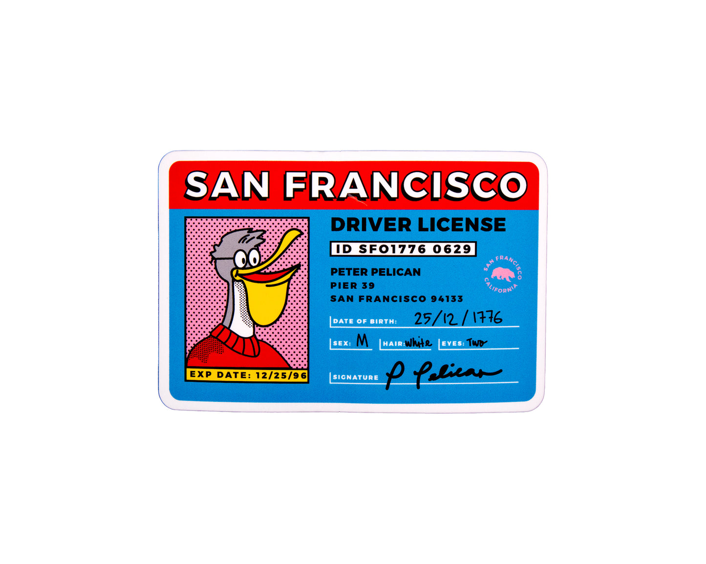 SF Pelican Driver License Sticker