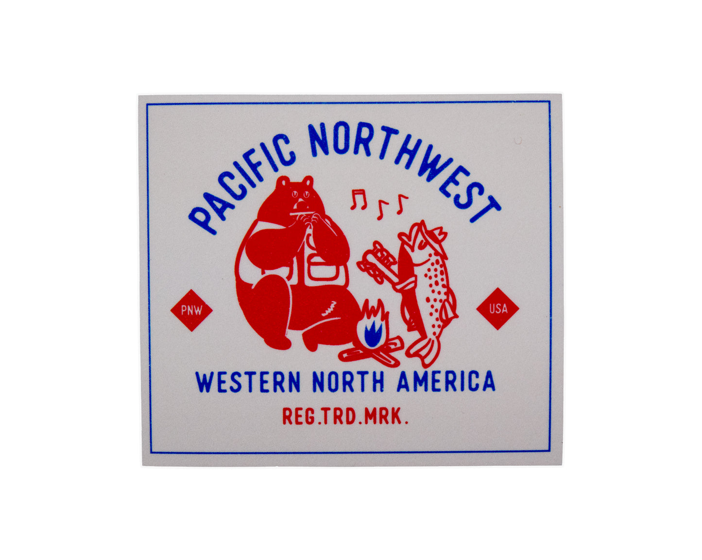 PNW Bear and Salmon Campfire Sticker