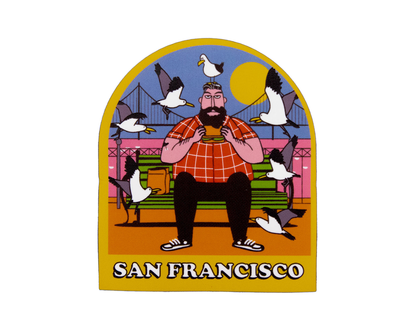 SF Man Lunch Date with Seagulls Stickers
