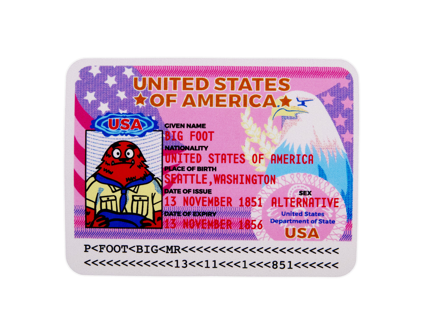 PNW Big Foot Passport Sticker