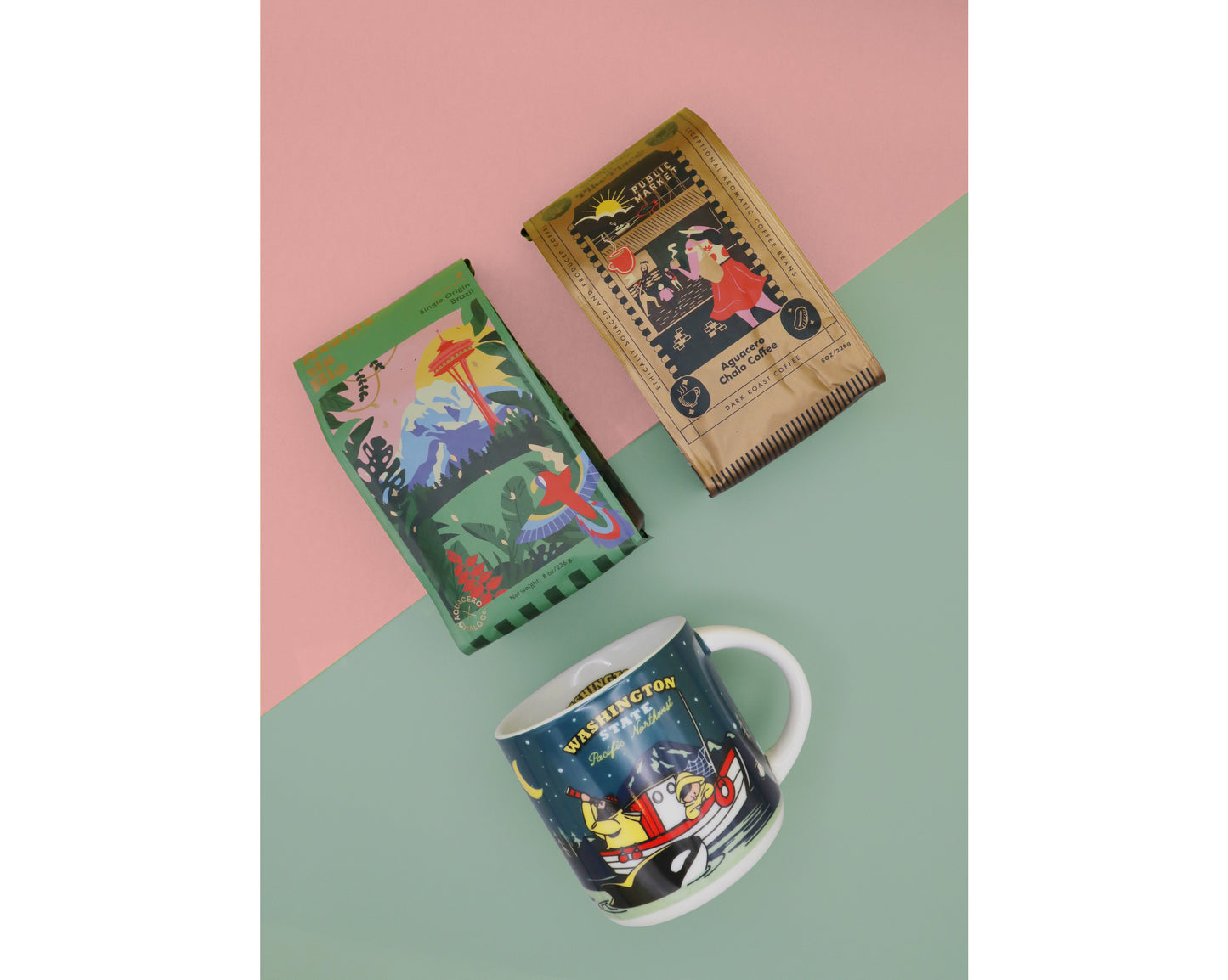 AguaceroChalo Coffee & Seattle Night Fishermen Mug Gift Collection