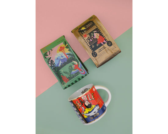 AguaceroChalo Coffee & Seattle Salmon Can Mug Gift Collection