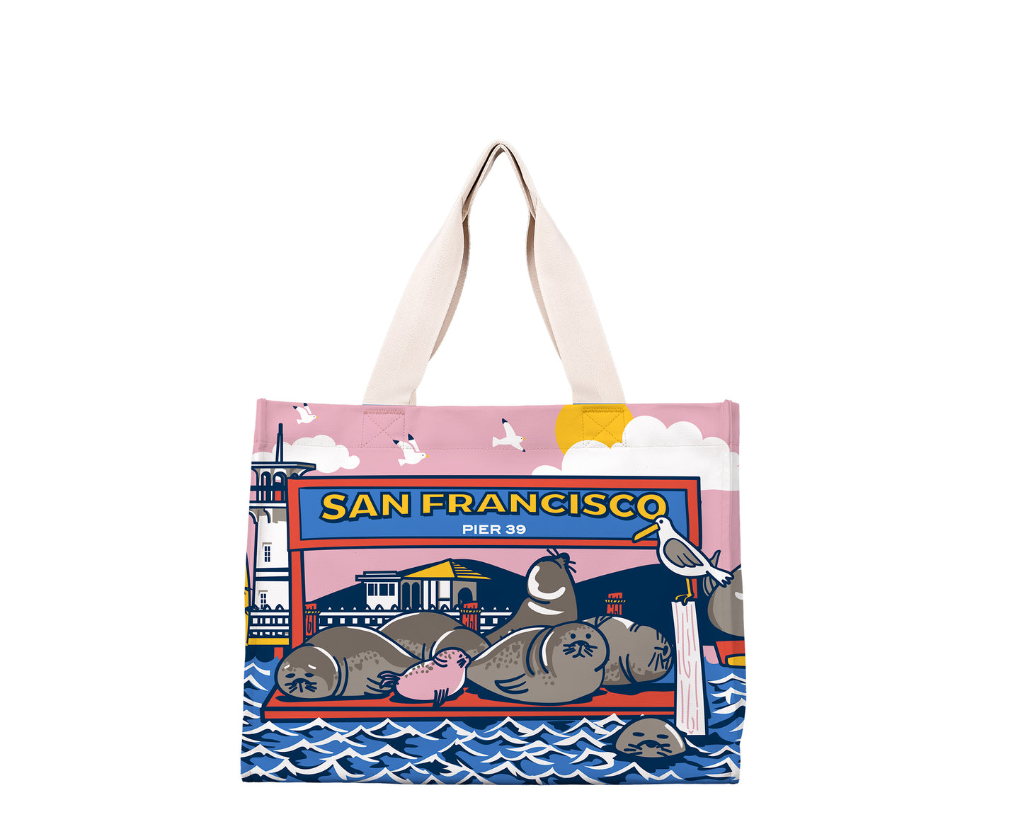 SF Pier 39 Seals Travel Tote Bag
